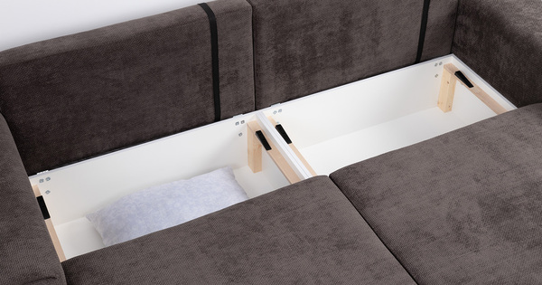 Диван-кровать прямой Оксфорд 711 композиция 3, Muza 06 темно-коричневый, модульная система