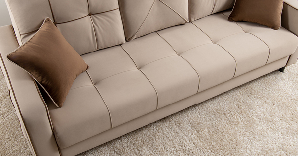 Диван-кровать прямой Черри ТД 284 велюр Irida 02 светло-бежевый, Эвита шоколад бежево-коричневый