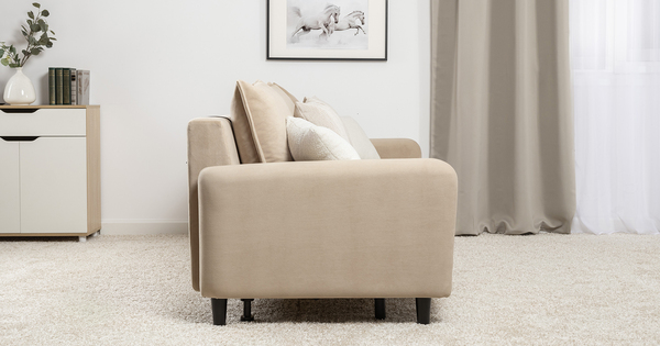 Диван-кровать прямой Дакота ТД 582 велюр Vendetta 02 кремовый, Riga 1598 z1 col 6 бежевый, Romeo 02