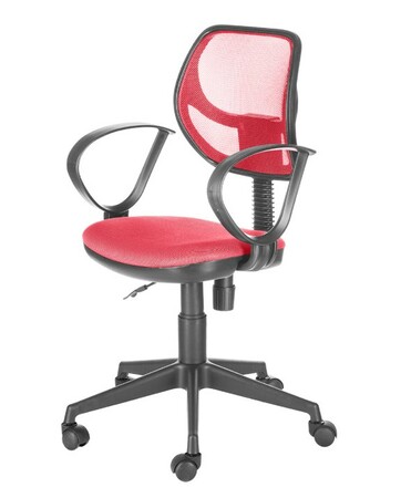 Кресло на колесах Флеш Рондо обивка ткань-сетка красный, подлокотники пластик, крестовина пластик, механизм профи