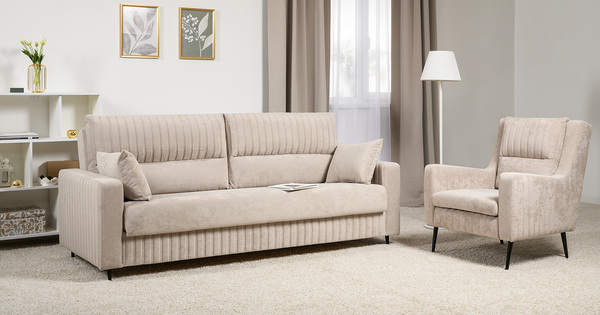 Диван-кровать прямой Изабель ТД 738 велюр Романс пебл бежевый