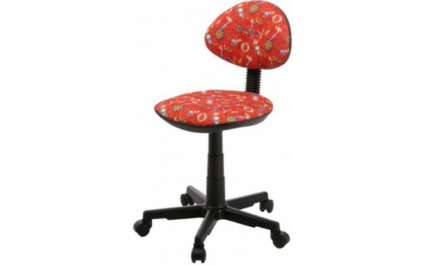 Детское кресло без подлокотников Логика обивка ткань саржа Т45 штурвалы на красном, крестовина пластик, без качания