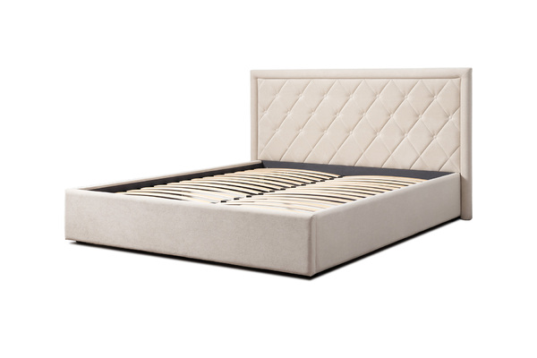 Кровать Марион 160 велюр OCEAN 002 бежевый с ортопедическим основанием и подъемным механизмом (спальное место 160 х 200)