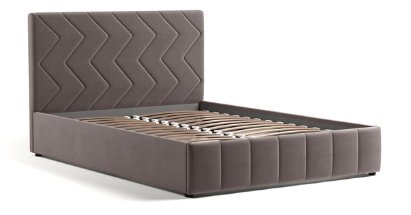 Кровать Милана 140 велюр серо-коричневый с ортопедическим основанием и подъемным механизмом