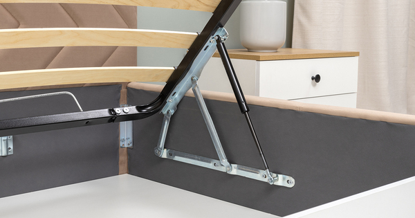 Кровать Милана 140 велюр бежевый кофейный с ортопедическим основанием и подъемным механизмом