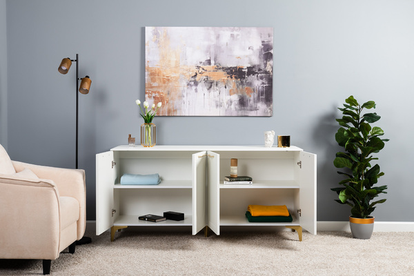 Тумба под ТВ Монтесито 16.67 Белый PE шагрень, белая шагрень 4101 ПВХ