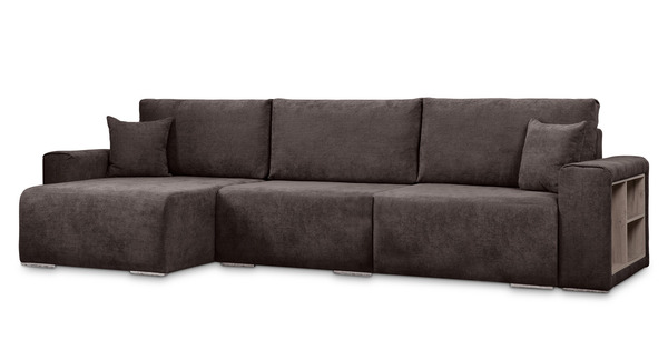 Диван-кровать угловой Оксфорд 711 композиция 2, Muza 06 темно-коричневый, модульная система, сборка на любую сторону