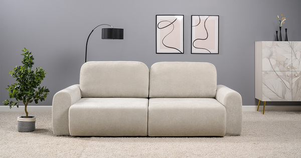 Диван-кровать прямой Тэдди 1505 композиция 1, букле Pique 010 светло-серый, модульная система